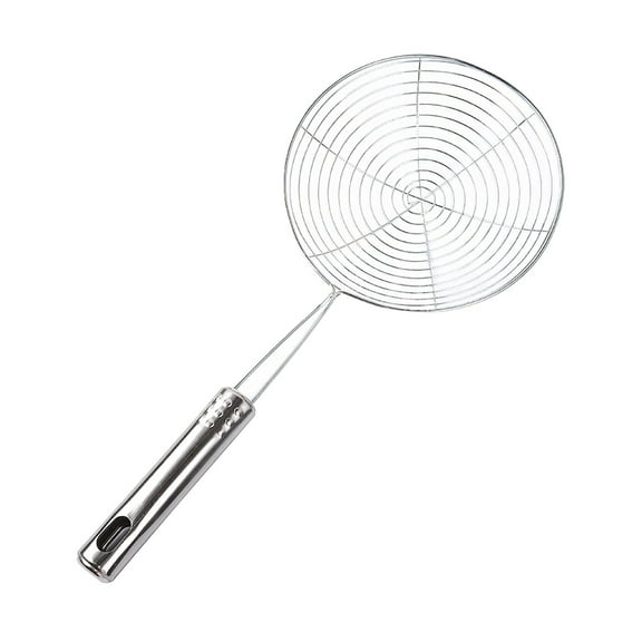 1Pc Professional Kitchen Strainer Spoon,Stainless Steel Kitchen Utensils Strainer with Long Handle,Large Spider Strainer Skimmer Spoon for Frying and Cooking,Kitchen Cooking Tool,5.9''x13.4''(Silver)