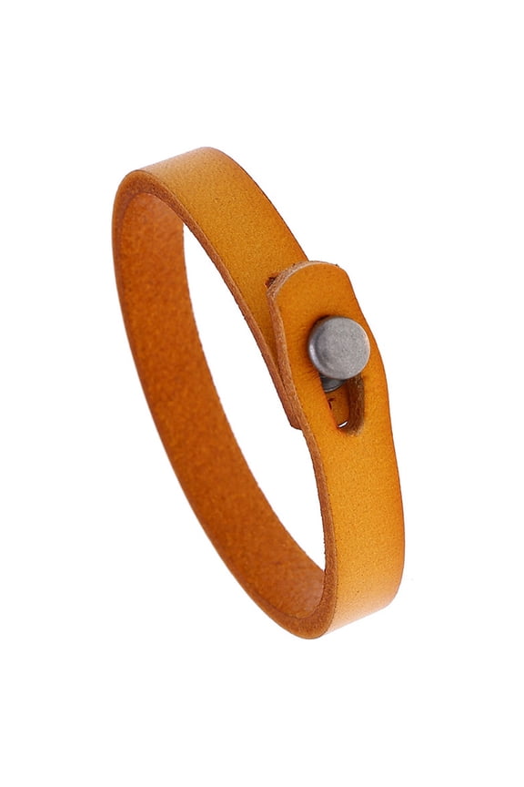 1Pc Punk Retro Ethnic Style Handmade Leather Bracelet Couple Literary Hand Strap Men Yellow 8-5/8 inch(22cm) 10mm Wide