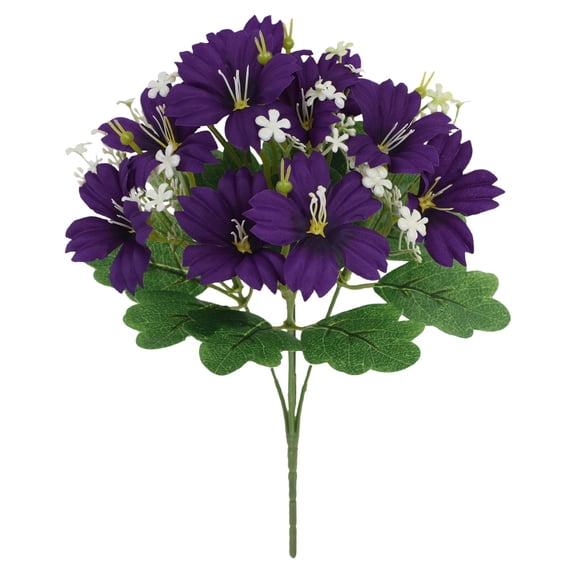 1Pc Purple Artificial Petunia Stakes, 12.2" Weatherproof Faux Morning Glory Spray, Durable Plastic Greenery Bundle for Garden Lawn Border