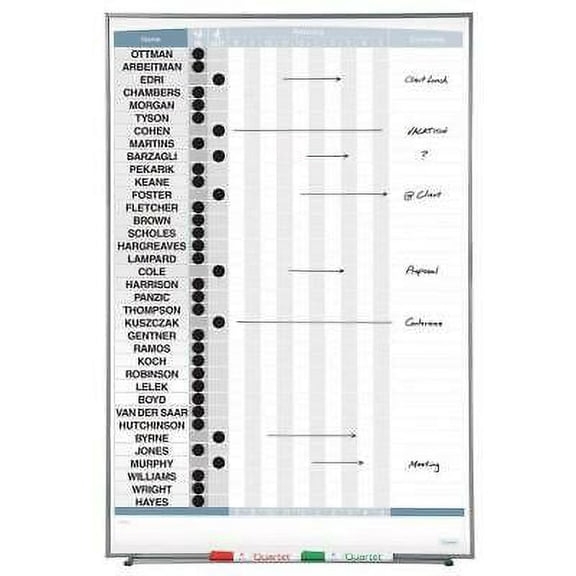 1Pc Quartet 33705 Matrix 34" x 23" Vertical Magnetic Steel in-Out Whiteboard with Silver Aluminum Frame