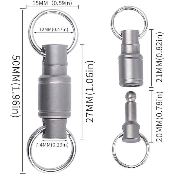 1Pc Quick Release Keychain, Detachable Keychain, Two Way Small Titanium Alloy Pull Apart Key Chain for Quickly Separate Car Keys/House Keys from Other Keys, Silver