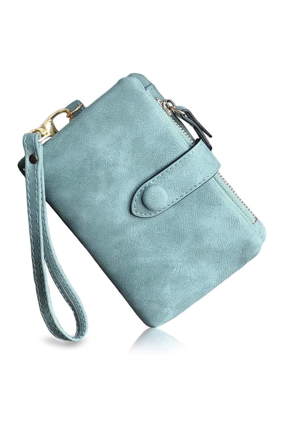 1Pc RFID Blocking Small Bifold Leather Wallet For Women Wristlet Strap Multi Card Slots ID Window Zipper Coin Pocket Daily Cash Card Purse Assorted Fashion Hues