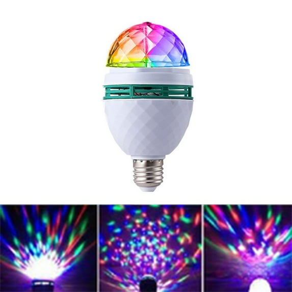 1Pc RGB Color Rotating Bulb, E27 LED Party Bulbs Colored Strobe Light Bulb Multi Crystal Stage Lights for Disco, Birthday Party Club Bar for Indoor & Outdoor Parties, Photography