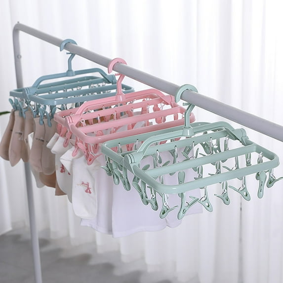 1Pc Rack Hanger Multi Clip Hanger Plastic Foldable Household Windproof Clip Socks Underwear Home Textile Storage
