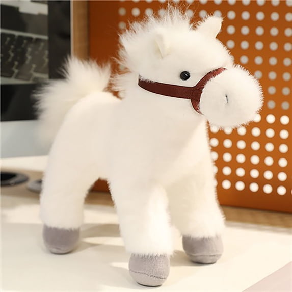 1Pc Realistic Horse Plush Toy,Soft Lifelike Pony Stuffed Animal with Galloping Legs & Brushable Coat for Collectible Gift,One Size,A (Clearance)