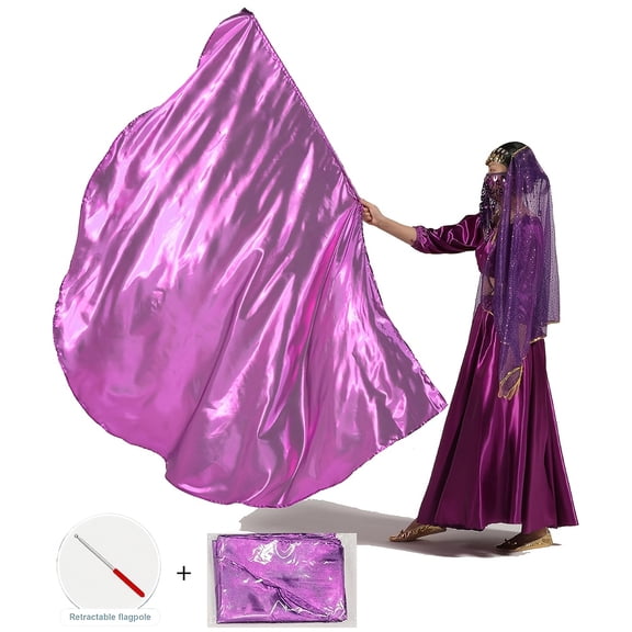 1Pc Rectangle Praise Dance Flag, Church Worship Banner with Holding Rod, Lightweight Polyester Streamer for Praise Dance, Liturgical Stage Performance & Ministry Practice,Purple