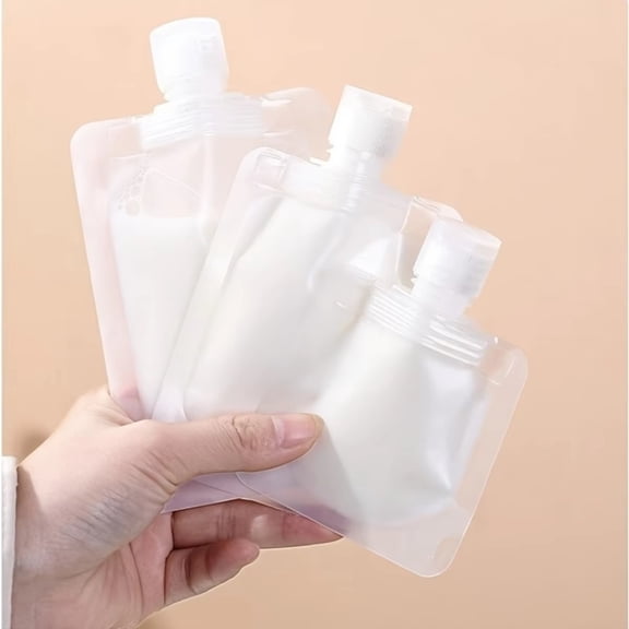 1Pc Refillable Flat Travel Liquid Pouch, Reusable Cosmetic Dispensing Squeeze Bag