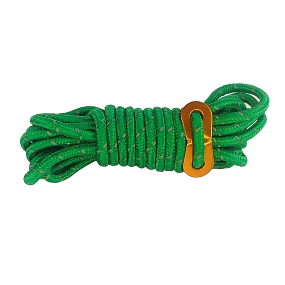 1Pc Reflective Tent Rope, 13ft Camping Guyline Cord with Aluminum Tensioner, Green