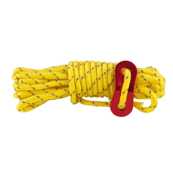 1Pc Reflective Tent Rope, 13ft Camping Guyline Cord with Aluminum Tensioner, Yellow