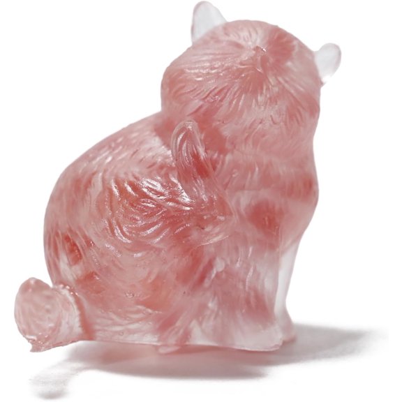 1Pc Resin Cat Display Decoration with Cherry Quartz Glass Chips inside Statues for Home Office Decorations 45x30x35mm creative