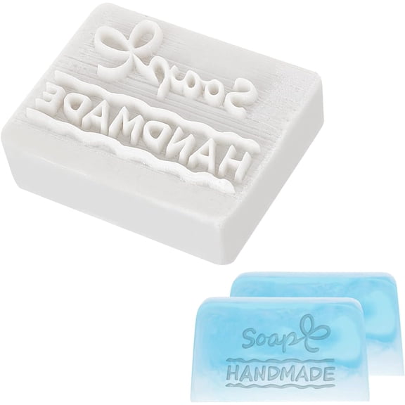 1Pc Resin Chapter DIY Handmade Resin Soap Stamp Chapter Rectangle Letter & Butterfly Pattern Floral White 4.9x3.95x1.6cm