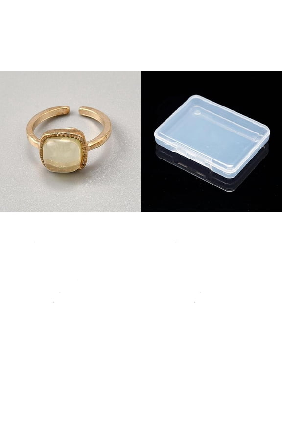 1Pc Resin Jade Open Ring Square Resin Cuff Ring for Women Elegant Gift Inner Diameter: Adjustable Yellow