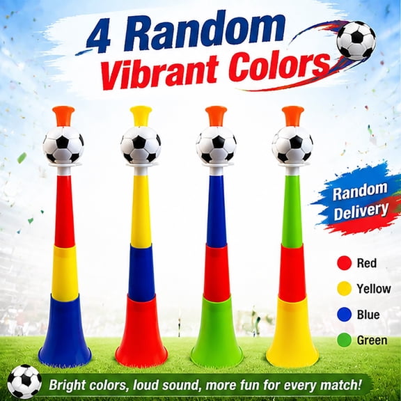 1Pc Retractable Soccer Vuvuzela Fan Horn, Colorful Telescopic Football Cheer Horn, Sports Game Party Plastic Noise Maker Horn, Soccer Ball Top Stadium Cheering Trumpet, Collapsible Fan Noise Horn
