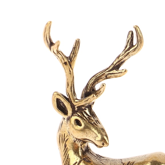 1Pc Retro Brass Christmas Elk Miniature Figurine Festival Decoration Accessories Mini Deer Statue Desktop Ornament Decors