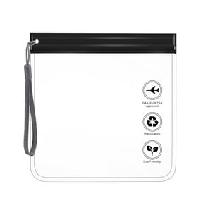 1Pc Reusable Clear Toiletry Bag - Quart Size Travel Bag for Liquids, Leakproof Travel Accessories,Black - 20x20cm