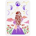 thumbnail image 1 of 1Pc Reusable Enchanted Witch Stencil Moon Phase Pattern Painting Template Witch Theme Stencil for Painting, 1 of 9