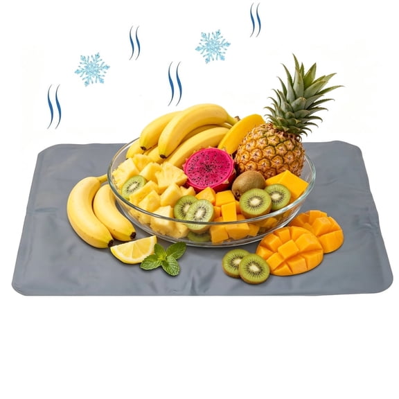 1 Pc Reusable Freezable Ice Mat – 23.6 x 19.7 inch Cooling Mat, Foldable Cooling Charcuterie Cooler for Food Cheese Deli Meat Picnics Party (Grey)