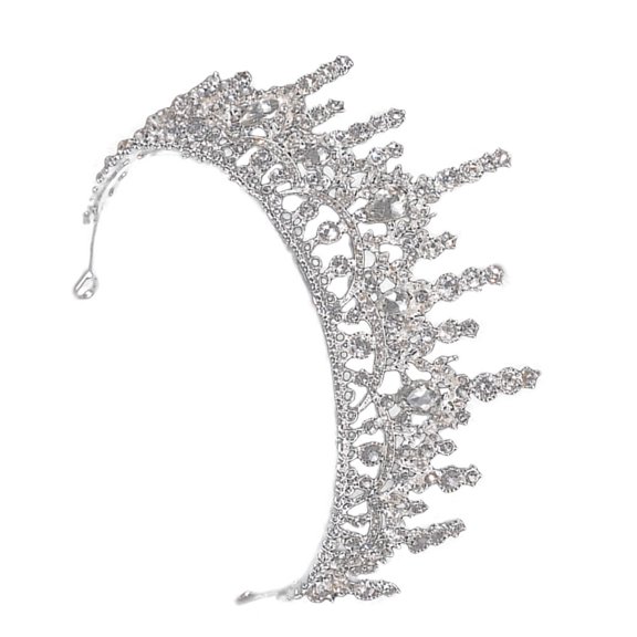 1Pc Rhinestone Bridal Crown Plated Silver Wedding Tiara Elegant Head Tiara Accessory