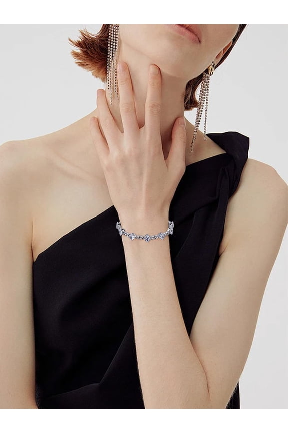 1Pc Rhinestone Decor Bracelet Alloy Pave Cubic Zirconia Open Cuff Bangles Stackable Wristband Set Fashion Statement Jewelry for DIY handcrafting