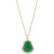 1Pc Rhinestone Laughing Pendant Necklaces for Women Green Maitreya Stainless Steel Necklaces Jade Guanyin Chain Lucky Amulet Jewelry Gift