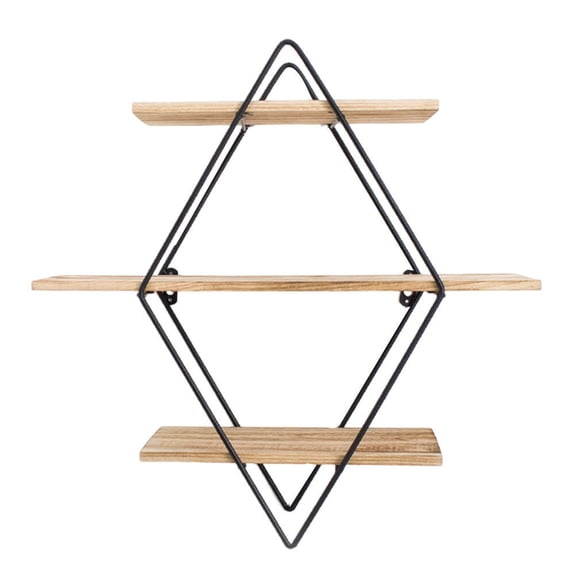 1Pc Rhombic Three-Tier Wall-Mounted Decorative Rack for Home Storage and Wall Decor, Stylish Multi-Layer Organizer