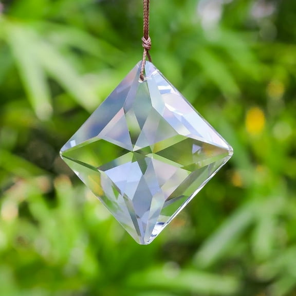 1Pc Rhombus Faceted K9 Glass Suncatchers Hanging Ornaments Rainbow Maker for Garden Home Decoration Clear 70x70mm