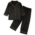 thumbnail image 1 of Ashirexll Kids Winter Fleece Casual Solid Color Fleece Loungewear Long Sleeve Collared Top and Pants Two Piece Set for 1-8 Years​, 1 of 7