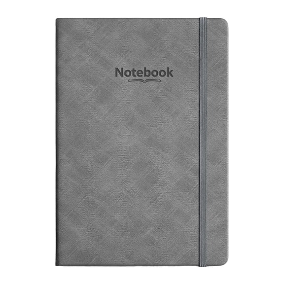 1Pc Rock Grey 7x10 Journal Notebook, Cross-Hatch Textured Faux Leather Lined Desk Book with Elastic Band, 160 Pages