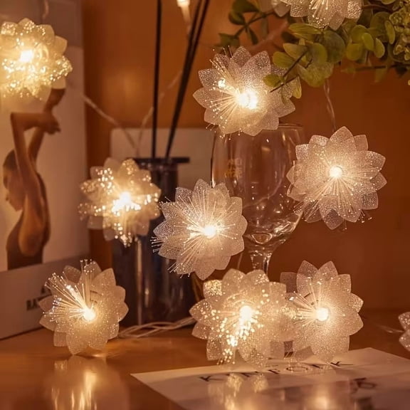 1Pc Romantic LED Fiber Optic Fairy String Lights - Battery Operated Decorative Garland for Valentine's Day, Christmas, New Year, Wedding, and Party Decor