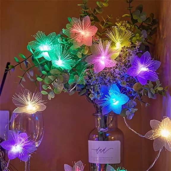 1Pc Romantic LED Fiber Optic Fairy String Lights - Battery Operated Decorative Garland for Valentine's Day, Christmas, New Year, Wedding, and Party Decor