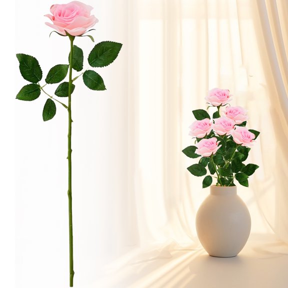 1Pc Rose Artificial Flowers,Single Artificial Rose for Mother's Day Wedding Anniversary Party Decoration,Real Touch Flowers High Simulation Wedding Anniversary Romantic Gift for Elegant Home Decor,E