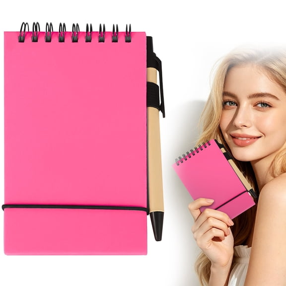 1Pc Rose Red 50-Sheet Flip Pocket Notepad, Portable Writing Notebook for Office Daily Note, Holiday Travel Plan & Grocery List Quick Recording