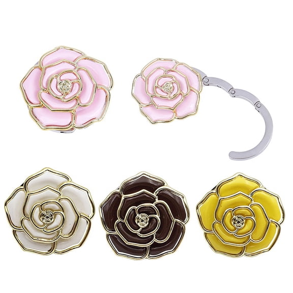 1Pc Rose pattern folding bag handbag tote table hanger hook holder purse hanger