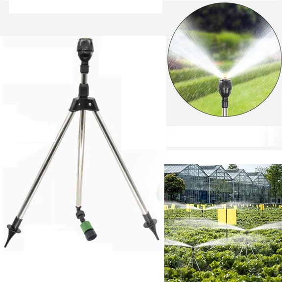 1Pc Rotating Sprinkler, 360° Automatic Watering System With Tripod, Mega Nozzle & Internal Thread Quick Connector, Garden Lawn Irrigation Sprayer For Yard Plant Watering, Us