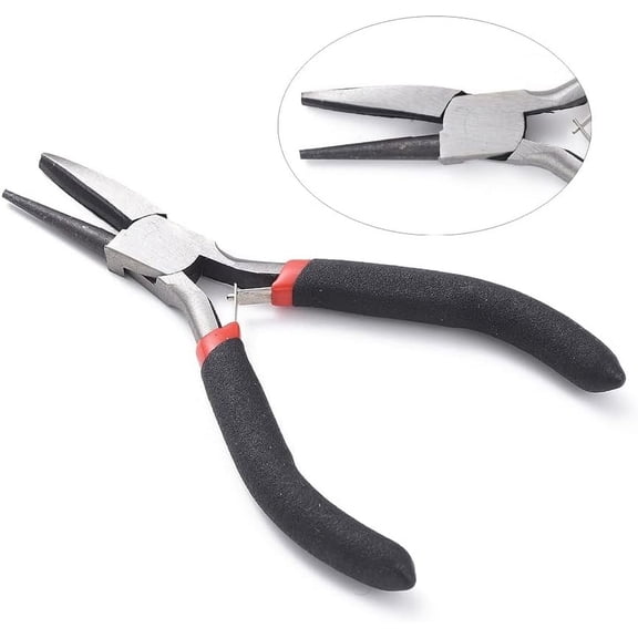 1Pc Round Nose and Flat Forming Pliers 4.7 Inch Jewelry Making Tools Mini Carbon Steel Pliers Wire Looping Plier for Beading Jewelry Making and Wire Forming