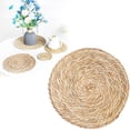 thumbnail image 1 of 1Pc Round Woven Placemats,13.78" Handmade Woven Table Mats, Heat Resistant Wicker Dining Place Mats, Boho Style Woven Table Placemats, Non-Slip Place Mats, Reusable Woven Placemats for Home Dining, 1 of 4