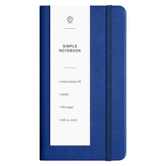 1Pc Royal Blue Executive Mini Journal, Softcover Cross-Hatch Leather Notebook 80 Sheets, Slim Memo Notepad for Office Note Taking