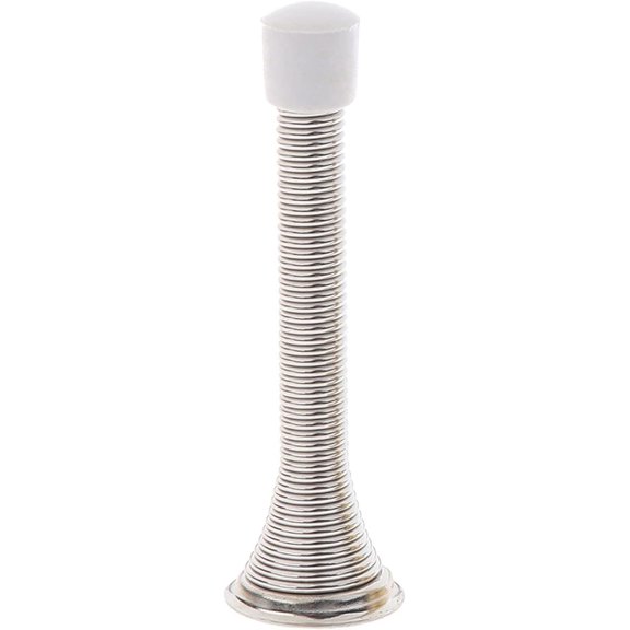 1Pc Rubber Cap Metal Door Stops Spring Stopper Wall Mounted Skirting Board 85mm Door Stopper Dropshipping (Color : Silver)