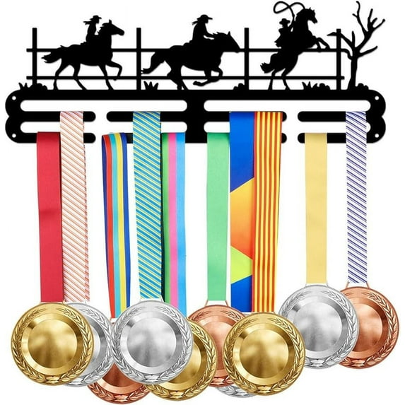 1Pc Running Medal Holder Sport Display Equestrianism Horsemanship Cowboy Running Hanger Medal Trophy Display Rack Rope Running Awards Metal Lanyard Sturdy Over 40 Medals