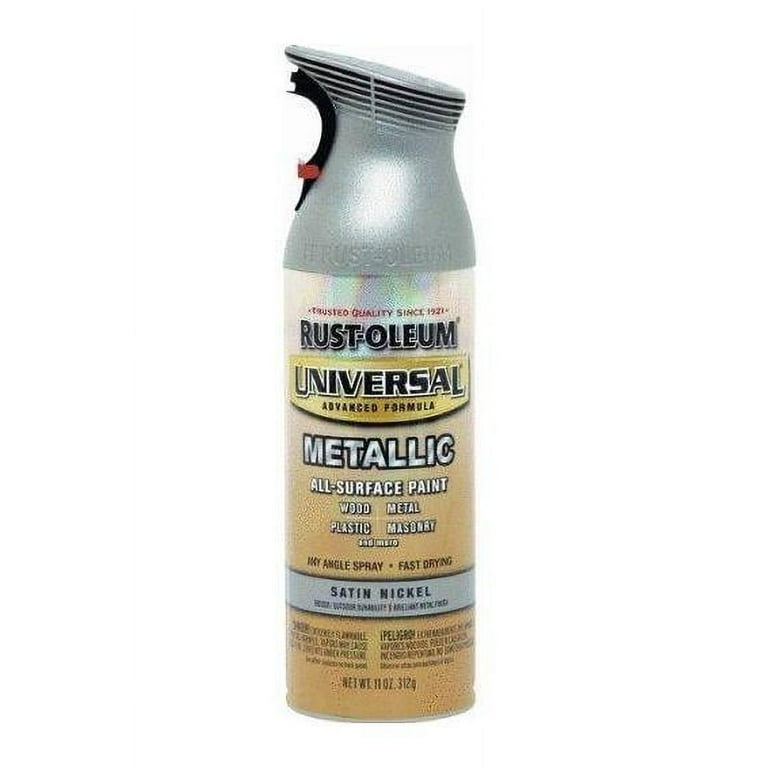 Rust-Oleum 249130 Universal Metallic Spray Paint, Satin Nickel, 11 oz