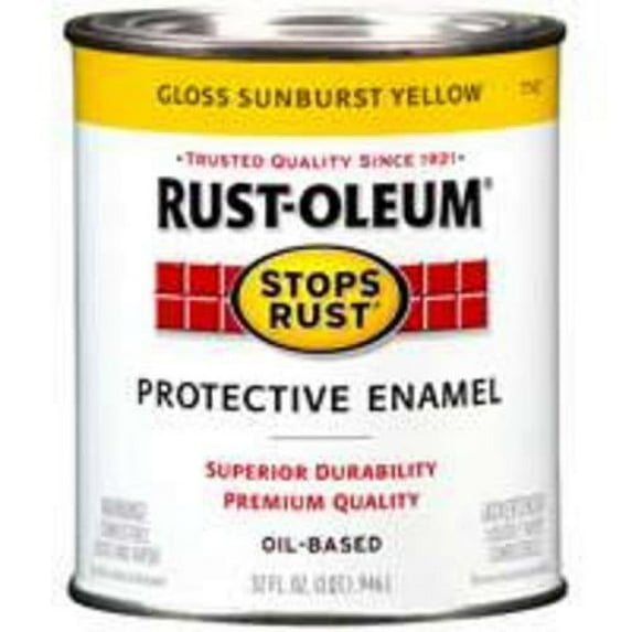 1Pc Rust-Oleum 7747-502 Stops Rust Protective Enamel, 1Qt Sunburst, Yellow