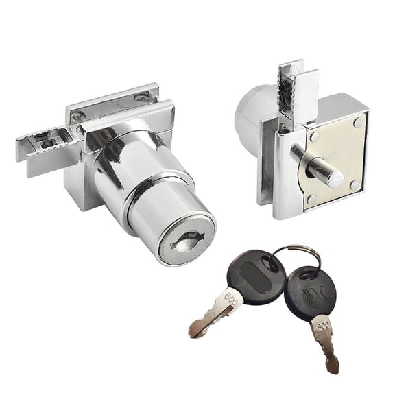 1Pc Showcase Sliding Glass Door Lock Set W / Key For Display Cabinet Terrarium