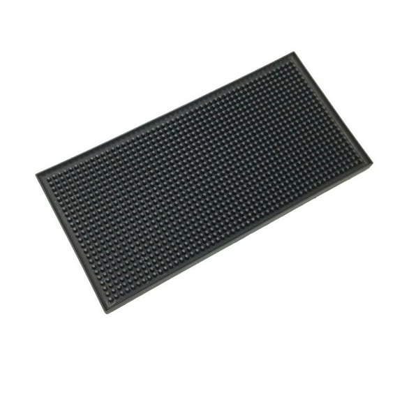 Silicone Non- Bar Mat with Deep Grooves, Drain Tray for Cups and Counters, Black, 1 Piece