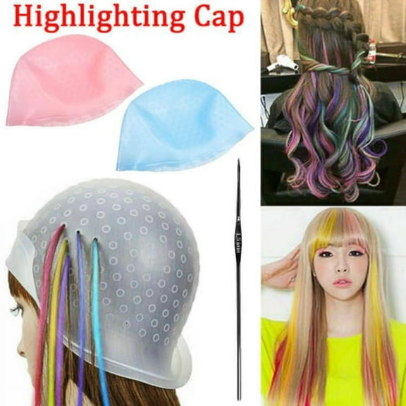 1Pc Silicone Cap Hair Coloring Highlighting Dye Cap Frosting & Meal Hook Tipping