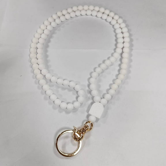 1Pc Silicone ID Card Neck Strap Card Holder Badge Holder Lanyard with Alloy Clasps & Key Ring White 460mm