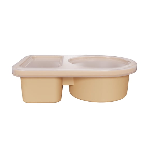 1Pc Silicone Reusable Snack Containers with Lids, Double Compartment Salad Dressing Sauce Seasoning Container, Small Food Boxs for Travel, Office, Picnic,5.9In(Khaki)