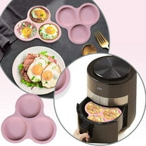 1Pc Silicone Tray,Oven Air Fryer Baking Mold,Silicone Fryer Egg Pan 1 Pcs Reusable Fryer Egg Non Stick Fryer Baking Pan 3 Cavity Silicone Pans for Baking Hamburger Bun Pan Fryer Accessories