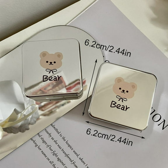 1Pc Silver Bear Contact Lens Case Cosmetic Case Portable Water Box Simple Contact Lens Companion Box Storage Box Accessories