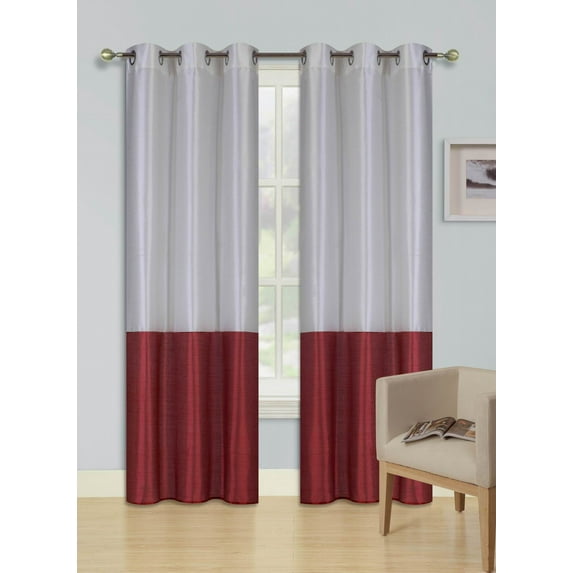 1Pc Silver Gray Brown (Eid) Lined Foam Backing Blackout Faux Silk Drape Panel Top Chrome Metallic Grommet Window Curtain Treatment Drape 2 Shade 37 Wide X 95 Length