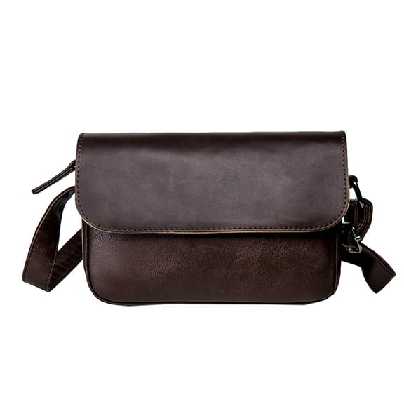 FONDOTIN Durable Coffee PU Shoulder Bag for Men Waterproof and Portable